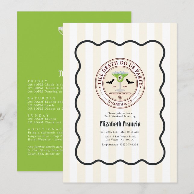Till Death Do Us Party Gothic Bachelorette Weekend Invitation (Front/Back)