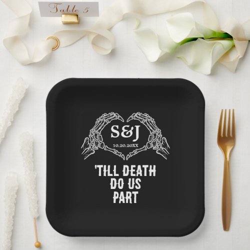 Till Death Do Us Party Gothic Halloween wedding Paper Plates