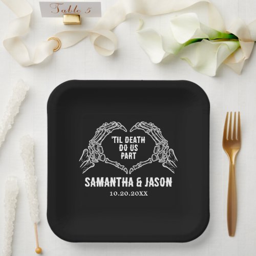 Till Death Do Us Party Gothic Halloween wedding Paper Plates