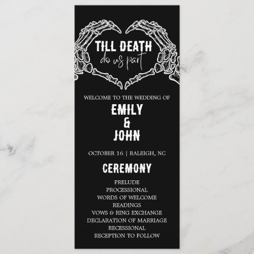 Till Death Do Us Party Gothic Halloween wedding Program