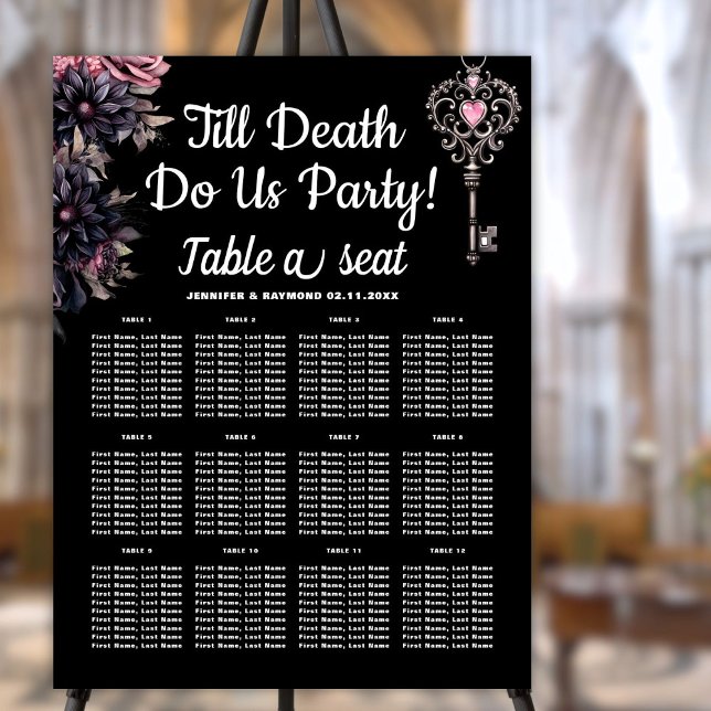Till Death Do Us Party! Gothic Wedding Table Chart Foam Board (Creator Uploaded)