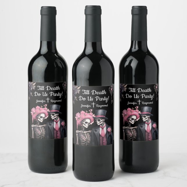Till Death Do Us Party! Gothic Wedding Wine Label (Bottles)