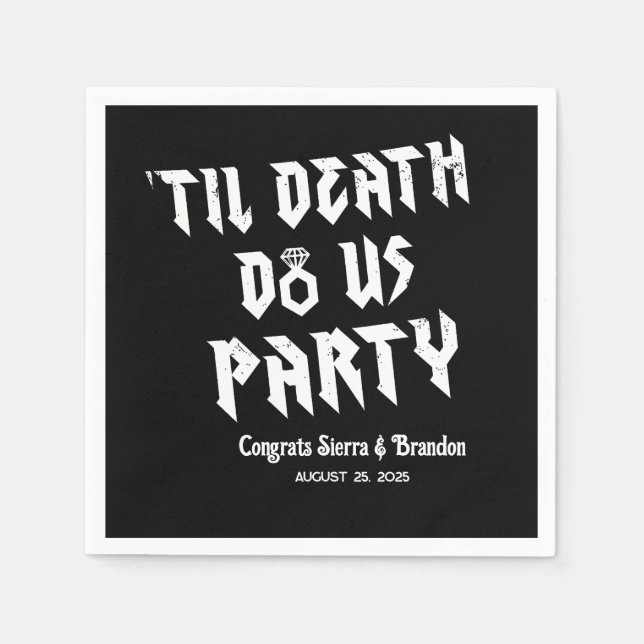 Till Death Do Us Party Personalized Wedding Napkin (Front)