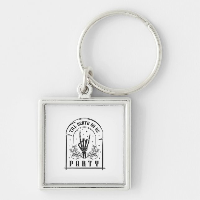 Till Death Do Us Party Retro Bachelorette Design Keychain (Front)
