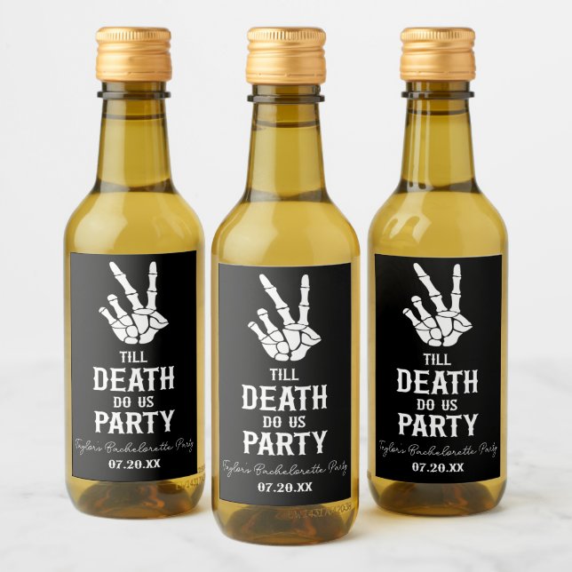 Till Death Do Us Party Skeleton Bachelorette Party Wine Label (Bottles)