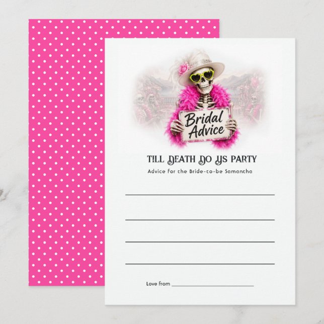 Till Death Do Us Party Skeleton Bridal Advice Card (Front/Back)
