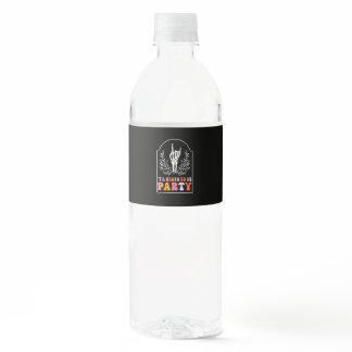 Till Death Do Us Party Skeleton Retro Groovy Bache Water Bottle Label
