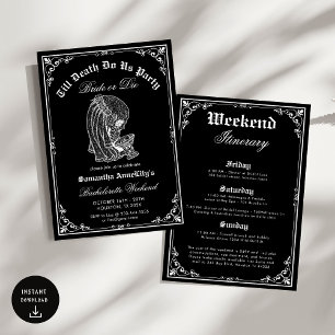 Till Death Do Us Party Skeleton Skull Bachelorette Invitation