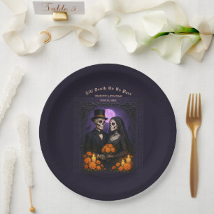 Till Death Do Us Sugar Skull Skeletons Wedding Paper Plates