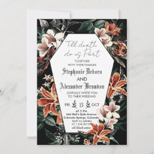 Till Death Floral Photo Halloween gothic Wedding Invitation