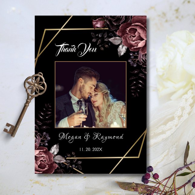Till Death | Gothic Black Floral Wedding Thank You Card (Creator Uploaded)