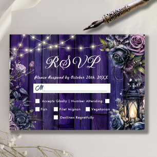 Till Death Gothic Dark Purple Floral RSVP Card