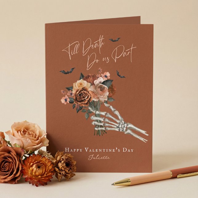 Till Death Gothic Floral Skeleton Hand Valentine Holiday Card (Till Death Gothic Floral Skeleton Hand Valentine Holiday Card)