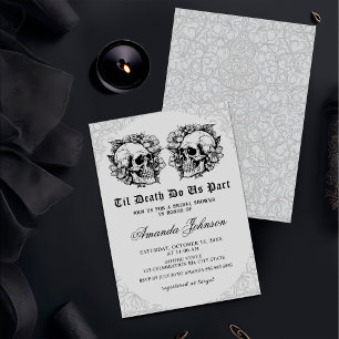 Till Death Gothic Floral Skull Bridal Shower Invitation
