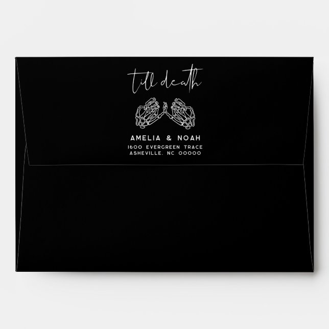 Till Death Gothic Halloween Wedding Return Address Envelope (Back (Top Flap))