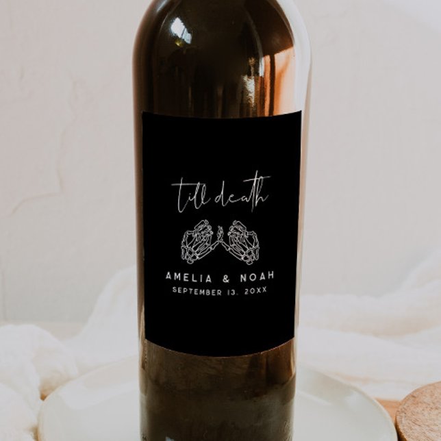 Till Death Gothic Halloween Wedding Wine Label (Creator Uploaded)