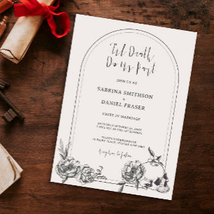 Till Death Gothic hand drawn flowers arch Invitation