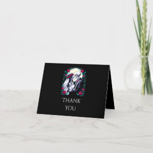 Till Death Gothic Skeleton Couple Roses Wedding Letterpress Thank You Card