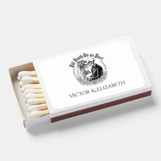 Till Death Gothic Skeleton Couple White Wedding Matchboxes