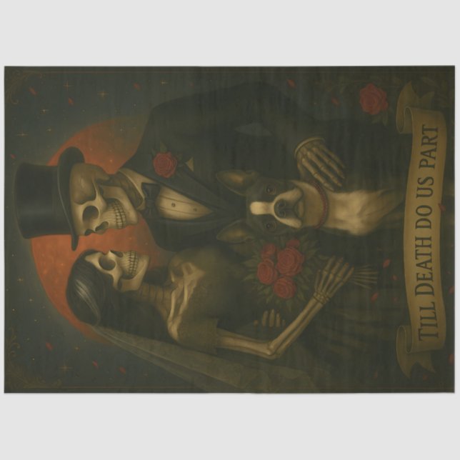 Till Death – Gothic Skeleton Wedding Decoupage  Tissue Paper (Front)