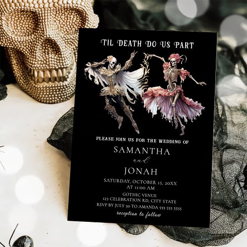 Till Death Gothic Skeletons Halloween Wedding Invitation