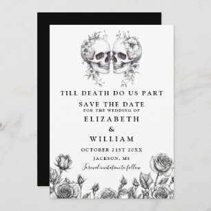 Till Death Gothic Skulls Floral Wedding Save The Date