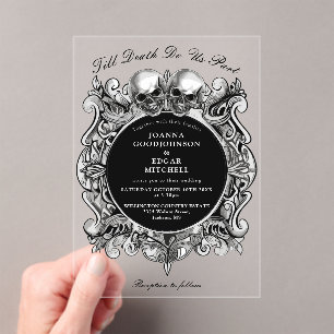 Till Death Gothic Skulls Goth Wedding Acrylic Invitations