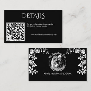 Till Death Gothic Wedding Black Website Qr Code Enclosure Card