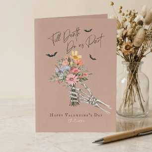 Till Death Gothic Wildflower Skeleton Valentine Holiday Card