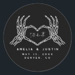 Till Death Halloween Wedding Favor Stickers<br><div class="desc">This is a gothic inspired wedding favor sticker featuring skeleton hands and a moody dark design. Edit most wording   ALL colors to make this moody wedding program fit your event needs   personal style. Select "personalize this template" to see all editing options :)</div>
