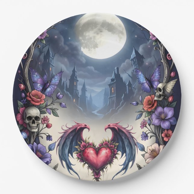 Till Death & Moonlight Bind Us.  Paper Plates (Front)