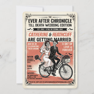 Till Death ON BIKE  Gazette Wedding Invitation