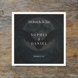 Till Death Romantic Bats Moonlight gothic Wedding Napkins