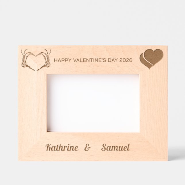 Till Death Skeleton Hands Heart Valentine's Day Engraved Frames (Front)