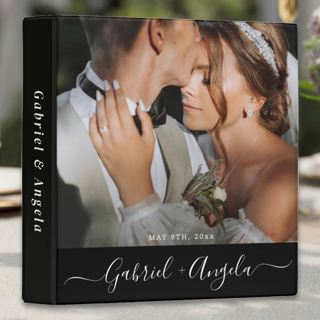 Till Death To Us Apart Custom Photo Wedding Album 3 Ring Binder (custom photo wedding album key binder elegant script calligraphy )