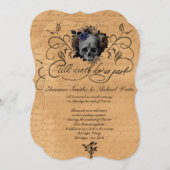 Till death to us Part Floral Skull Wedding Invitation (Front/Back)