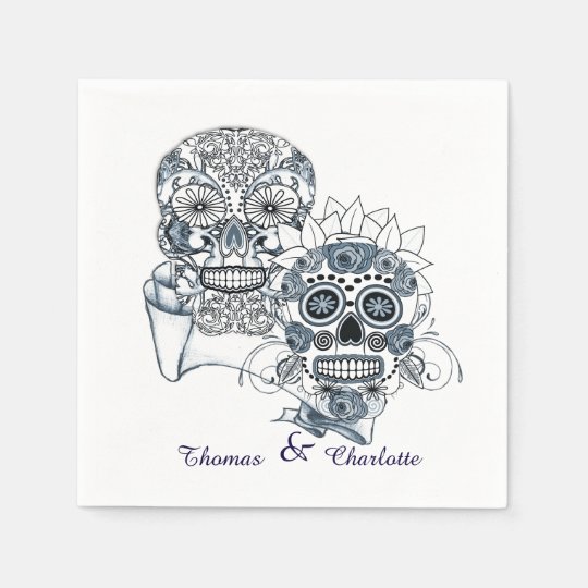 Till Death Us Do Part Sugar Skull Bride Groom Napkin Zazzle Com