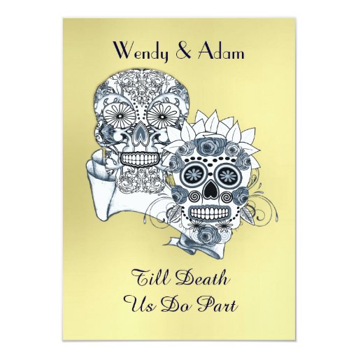 Till Death Us Do Part Sugar Skull Tattoo Design Card | Zazzle