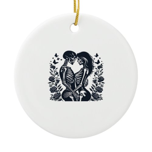 Till Death We – Skeleton Couple Gothic Design Clas Ceramic Ornament