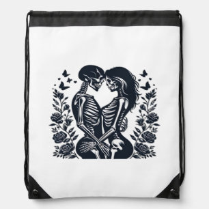 Till Death We – Skeleton Couple Gothic Design Clas Drawstring Bag