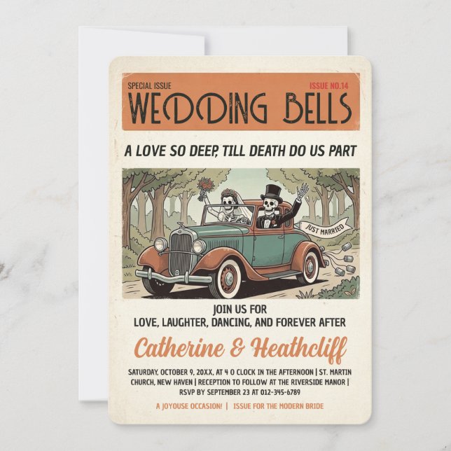 Till Death Wedding Bells Gazette  Invitation (Front)