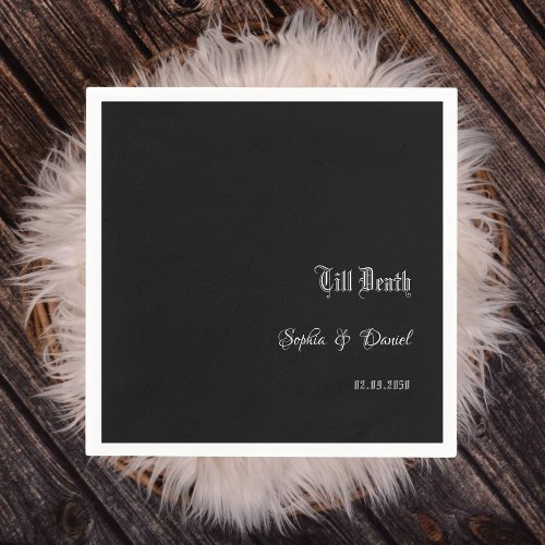 Till Death With Name Gothic Black Wedding Napkins