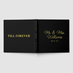 Till Forever Mr Mrs Luxe Gold Black Wedding Foil Guest Book