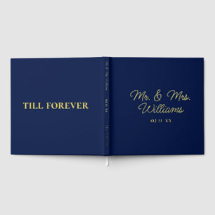 Till Forever Mr Mrs Luxe Gold Navy Blue Wedding Foil Guest Book