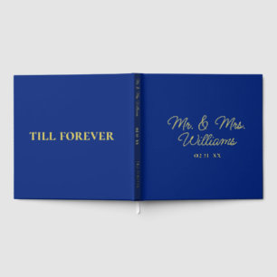 Till Forever Mr Mrs Luxe Gold Royal Blue Wedding Foil Guest Book