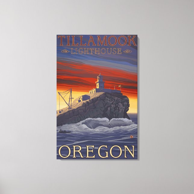 Tillamook Lighthouse Vintage Travel Poster Canvas Print (Front)