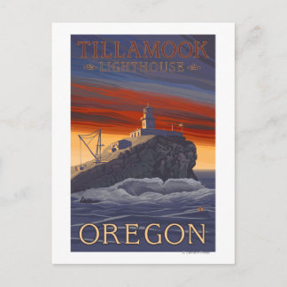 Tillamook Lighthouse Vintage Travel Poster Postcard