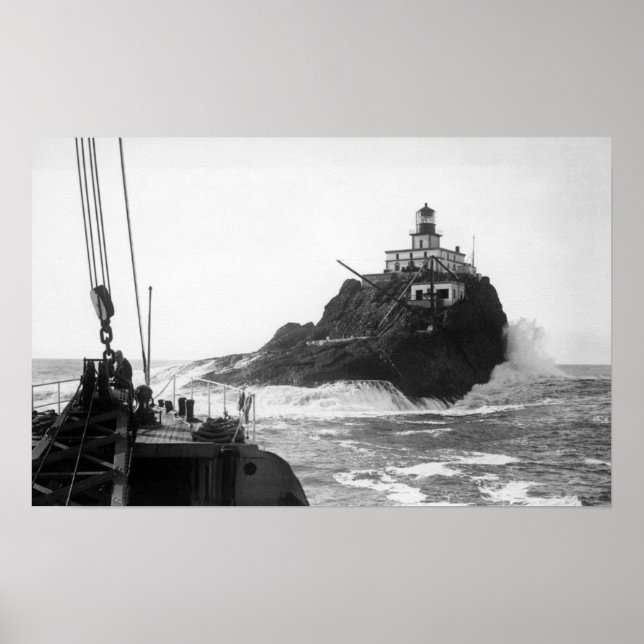 Tillamook, Oregon Lighthouse from Ship Photograp Poster (Front)