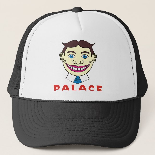 Tillie over Palace Letters Trucker Hat (Front)