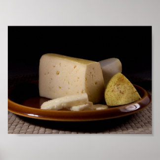 Tilsit Cheese On Plate Still Life Macro Photo From Poster